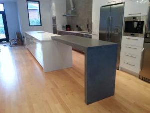 concrete post tension raised kitchen bartop